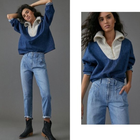 Denim PAIGE Ultra High-Rise Pleated Jeans (NWT) - Picture 2 of 4